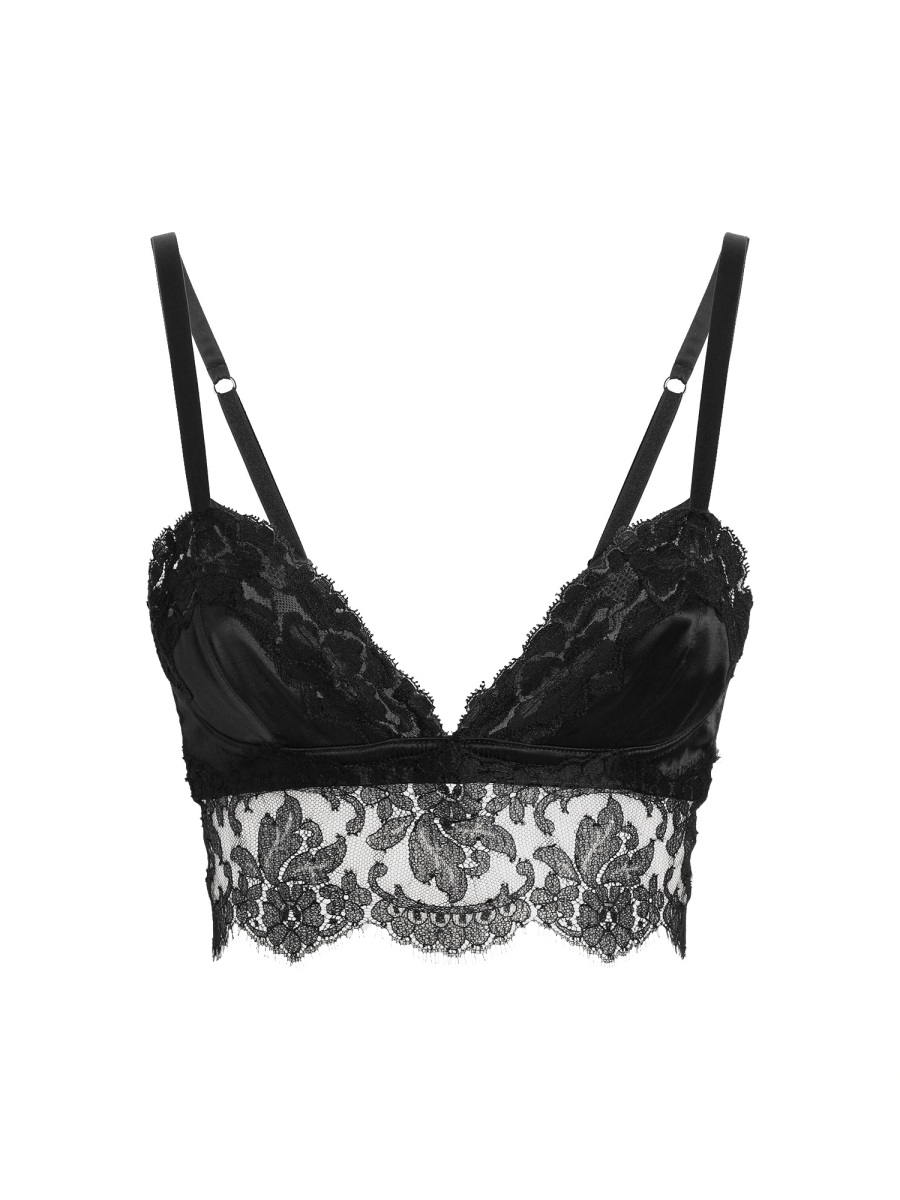 DOLCE & GABBANA Satin and Lace Bralette Top